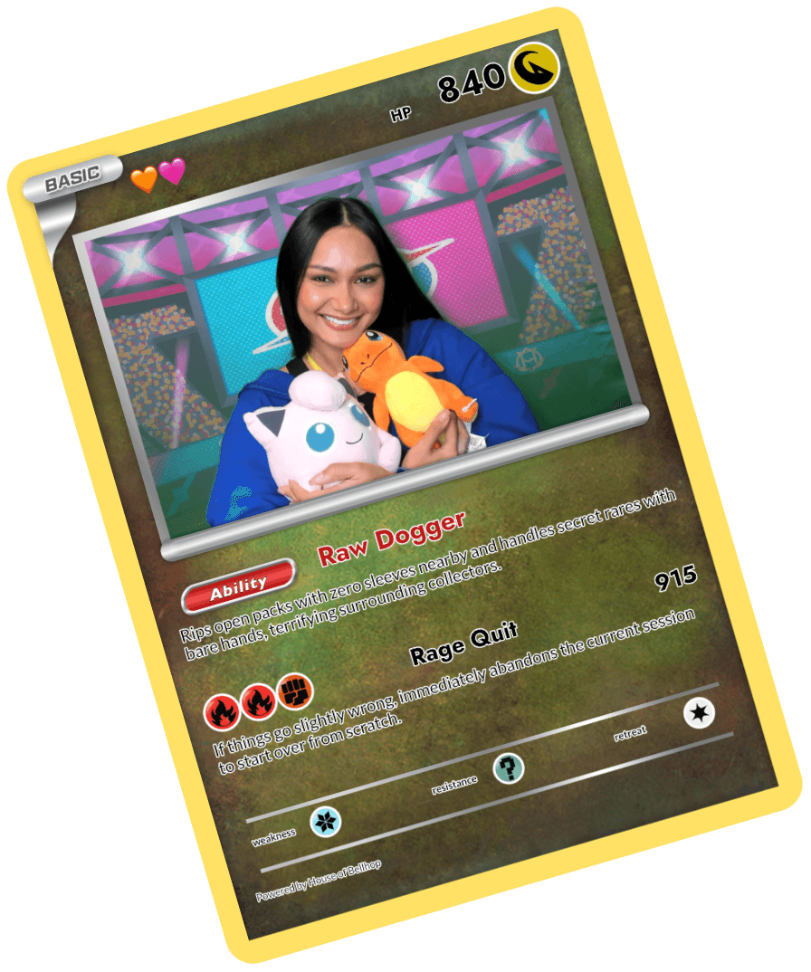 The front of a custom trading card